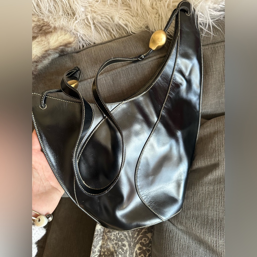 Vintage made in Italy Black Leather satchel